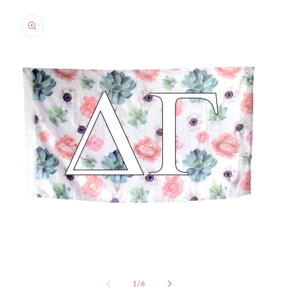Sorority Shop Delta Gamma Succulent Floral Flag Banner Dorm Decor 3x5 White